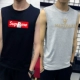 Áo thun không tay nam không tay Cotton cotton thể thao thể thao bóng rổ áo len in xu hướng áo XL - Áo vest cotton khoác vest nam