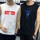 Áo thun không tay nam không tay Cotton cotton thể thao thể thao bóng rổ áo len in xu hướng áo XL - Áo vest cotton khoác vest nam