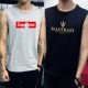 Áo thun không tay nam không tay Cotton cotton thể thao thể thao bóng rổ áo len in xu hướng áo XL - Áo vest cotton khoác vest nam