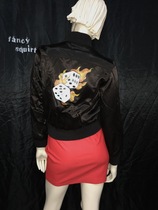 vintage cool flame dice motorcycle rock punk reflective mercerized satin long-sleeved mens and womens jackets