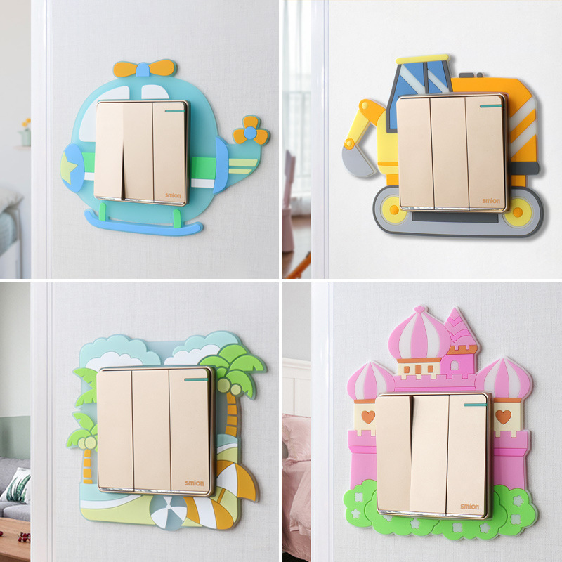 3d cartoon silicone luminous switch stickers living room bedroom household lamp socket panel decoration silicone switch protective cover