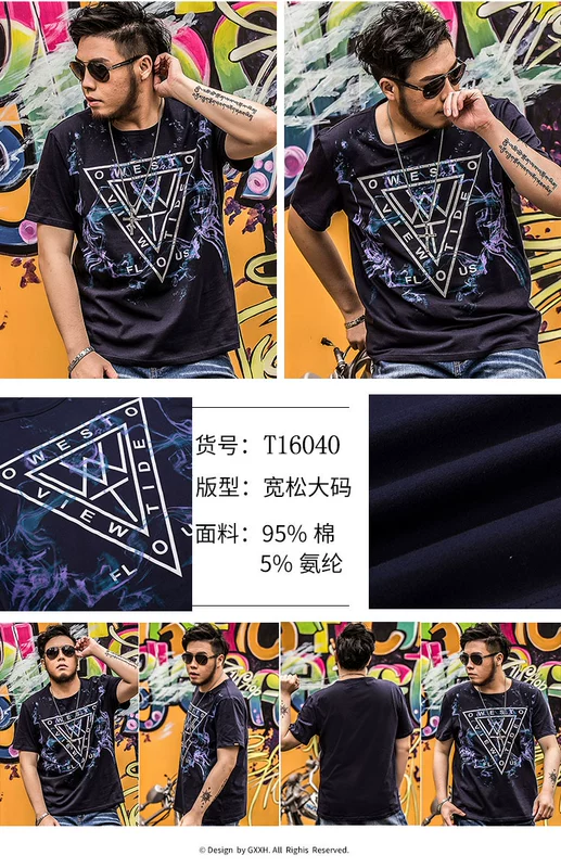 Mùa hè 2018 mới size lớn tay áo ngắn nam chất béo cộng với phân bón tăng T-shirt cotton lỏng nửa tay áo giản dị Áo thun nam tay ngắn