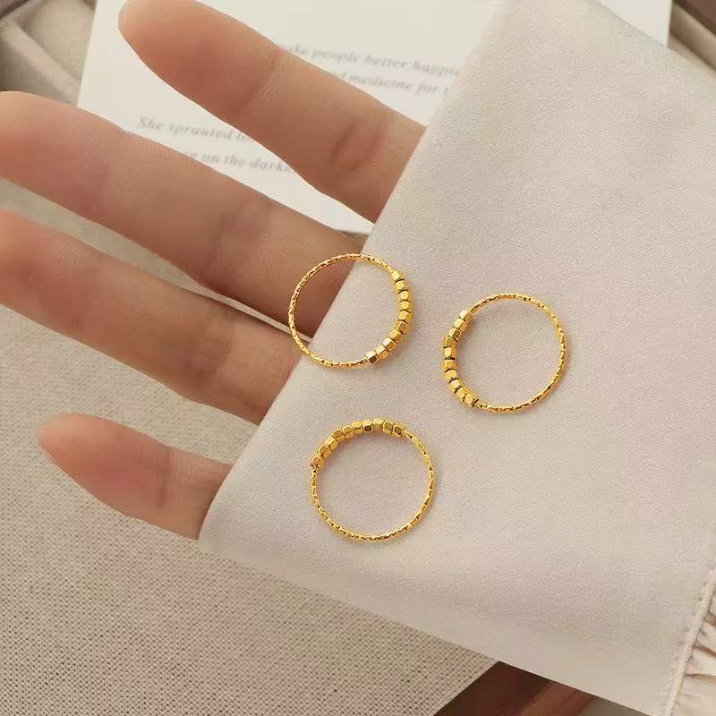 0601【Nana's New Arrivals】 Two Gold Square Rings for 19.9, Non-Fading and Non-Exchangeable, Perfect for Pairing 0601【Nana's New Arrivals】 Two Gold Square Rings for 19.9, Non-Fading and Non-Exchangeable, Perfect for Pairing