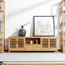 New Chinese All-wood TV Cabinet Old Elm Wood Living Room Bedroom Zen-free Lacquered Storage Ground Cabinet Tea Table Combined Furniture