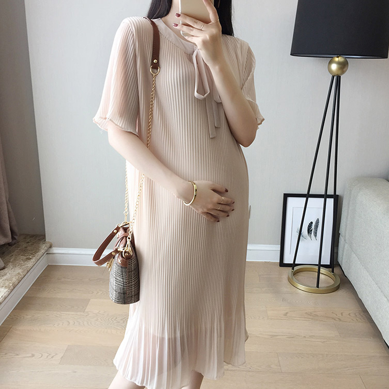 Maternity dress summer dress dress summer thin section 2022 new high-end small fragrance fairy temperament chiffon pleated skirt