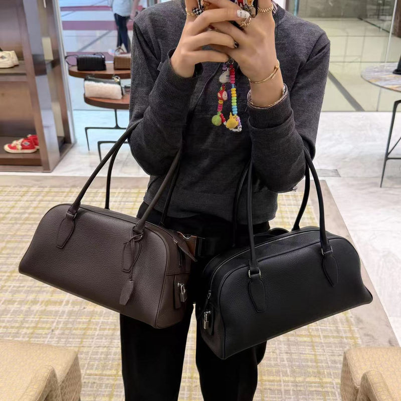 Ew India Bowling Bag Boston Bag Simple Leather Long Handle Casual Shoulder Underarm Bag Handbag
