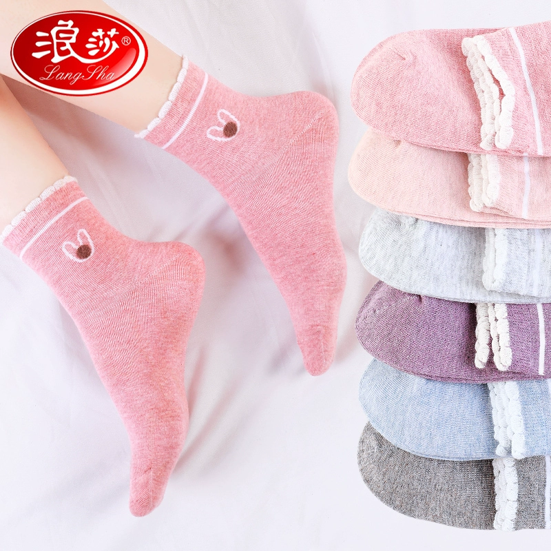 Langsha vớ nữ trung vớ cotton khử mùi mùa xuân và mùa thu mỏng phụ nữ vớ vớ mùa hè thủy triều mùa hè vớ cotton - Vớ bông