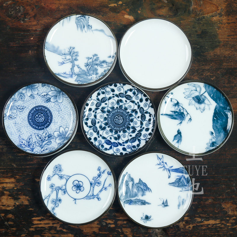 Ceramic tea cup cushion retro Qinghua tea cushion utility-tea tea cup thermal insulation cushion home tea cup Tootto saucer Saucer Accessories-Taobao