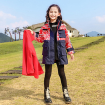Girls autumn clothes plus velvet thickened coats childrens womens clothing 12 autumn and winter girls assault clothing detachable 15 years old