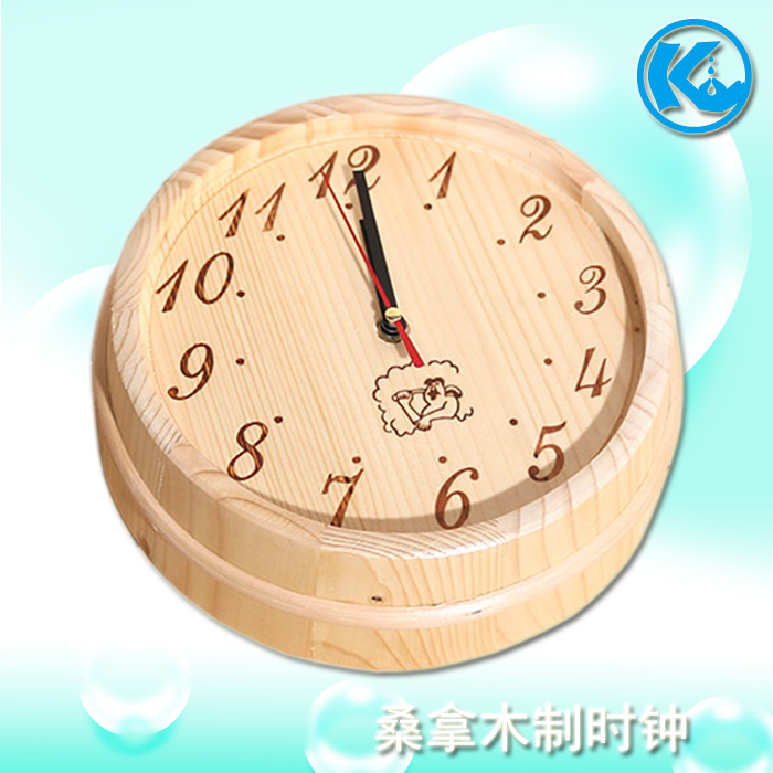 Sauna solid wood clock time clock dry steam room hands clock home accessories wall clock spruce wood wall clock