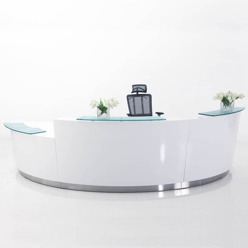 Brief FASHION OFFICE FRONT OFFICE WHITE ARC BAKING VARNISH COMPANY RECEPTION DESK CONSULTING DESK PORTFOLIO CASHIER'S TABLE