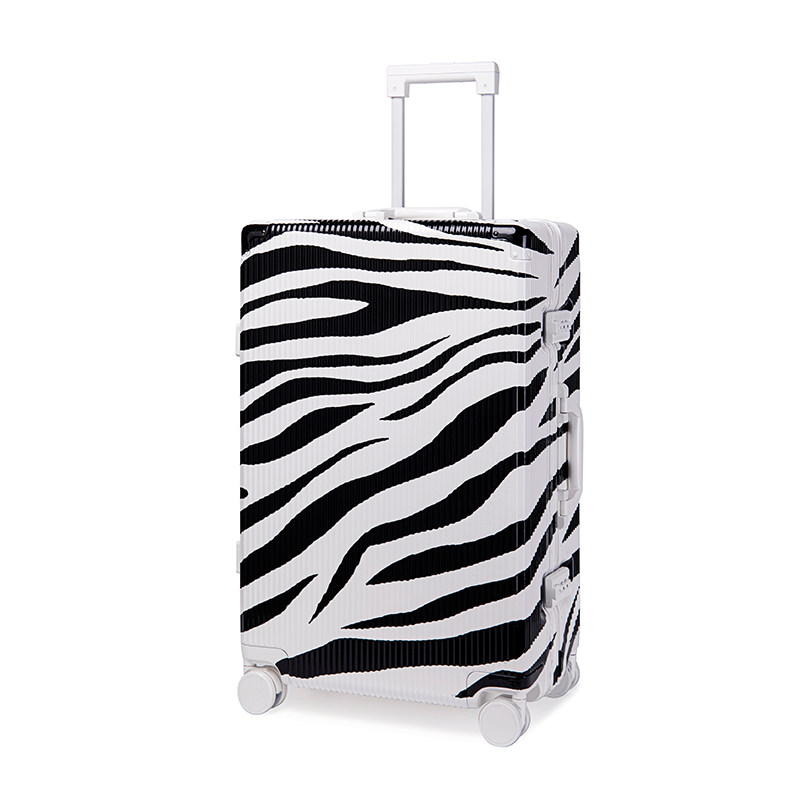 MAYERTRIP Zebra Print Spinner Wheel Suitcase for Women, Small 20-inch Carry-on Trolley Case, Aluminum Frame Luggage