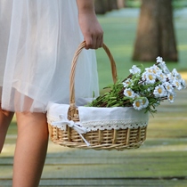 Rattan choreography small flower basket carrying children picking wild dining basket wedding with petals cloth art basket gift water fruit basket