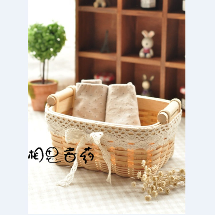 zakka bamboo sheet lace lace lace handle containing basket flower basket floral basket home decoration pint photo background props