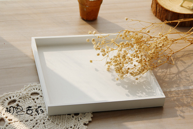 Zakka Grocery White Wood Package Desktop Cosmetics Capture Box Solid Wood Taking Background Prop