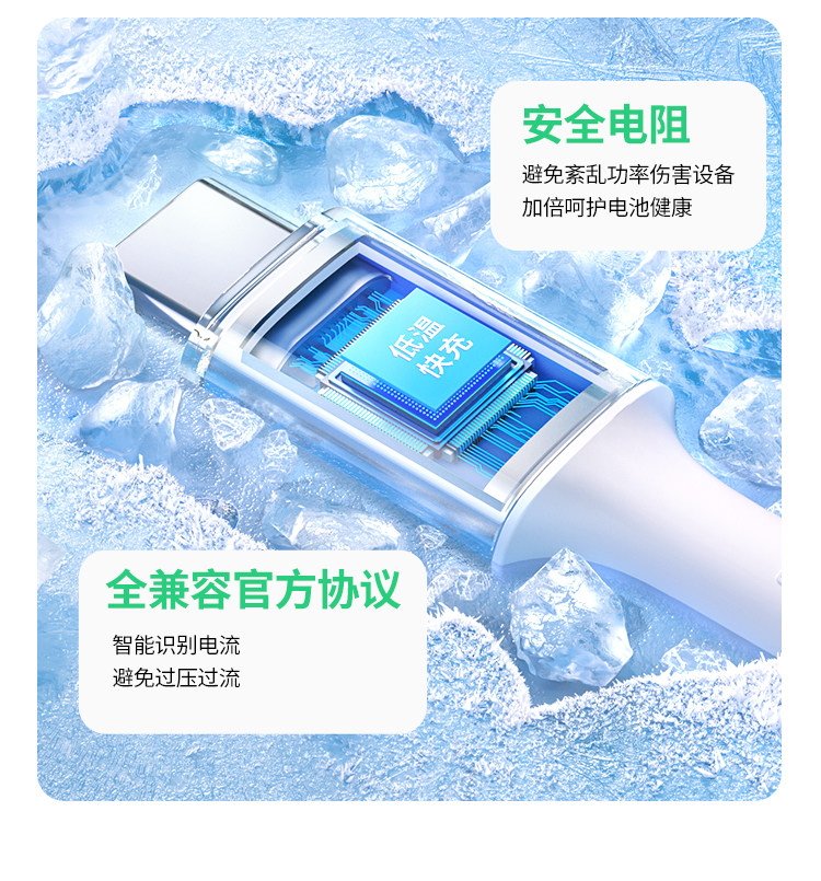 【中國直郵】 綠聯 數據線手機充電(蘋果15-17 | 安卓)藍色1條 長度1米 編織耐用USB轉Type-C車載居家通用