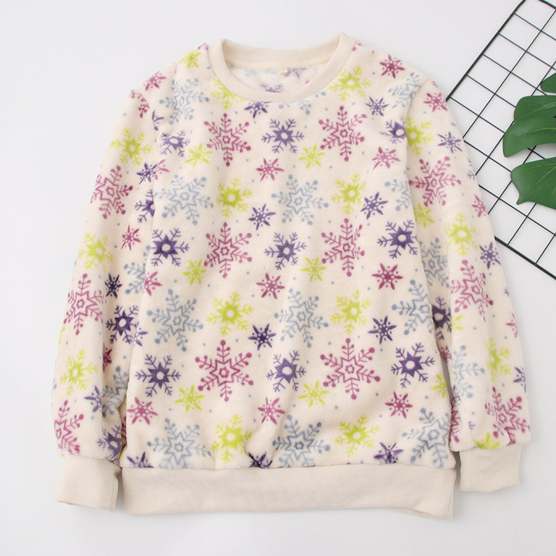 Winter flannel pajamas single coral plus plus head round collar warm home leisure suit