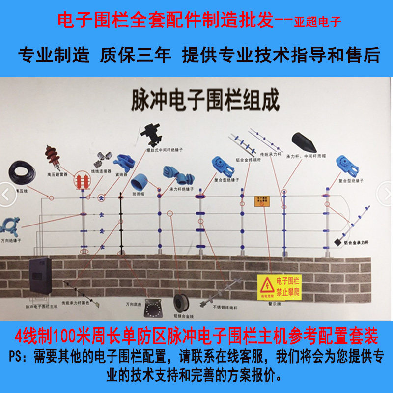 High voltage electronic fence anti-theft power grid system perimeter electronic fence pulser accessories single defense zone host