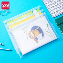 Powerful office stationery 5589 pull side bag PP matte transparent zipper bag A5 file bag file package finishing