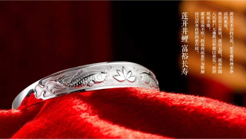 Sản xuất trang sức bạc Vân Nam lớn kéo đẩy Song Ngư vòng tay bạc kéo đẩy Nghĩa trang giá rẻ cung cấp một thế hệ vòng tay trầm hương