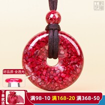 Cinnabar safety buckle pendant High purity crystal full translucent rat necklace Purple gold Sand life year male and female baby pendant