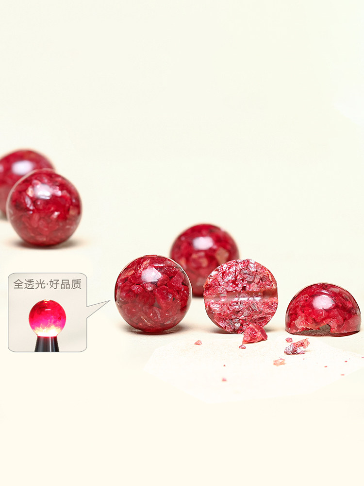 Home Sandstone Original Stone Crystal Loose Beads Handstring Women's Light Transmission Purple Gold Sand String Matching Beads Transfer Beads Round Pearl Male Hand Alchemo