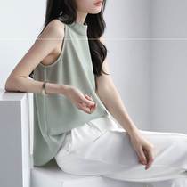 Sleeveless top womens summer 2021 new halter neck tie belt loose thin off-the-shoulder outer wear silk camisole