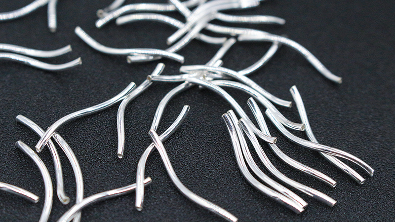 S925 sterling bạc mịn S ống tự làm thủ công và chân chuỗi hạt phụ kiện vật liệu 1,5mm ống bạc khuỷu tay hình chữ S - Vòng chân lắc chân nữ vàng đẹp