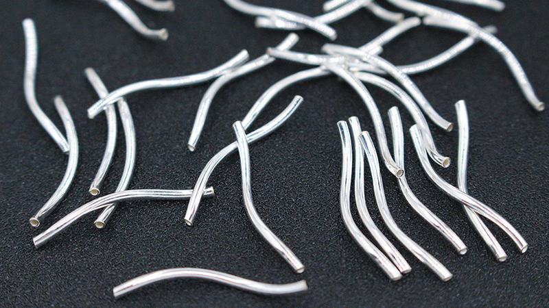 S925 sterling bạc mịn S ống tự làm thủ công và chân chuỗi hạt phụ kiện vật liệu 1,5mm ống bạc khuỷu tay hình chữ S - Vòng chân lắc chân nữ vàng đẹp