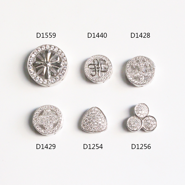 Mặt dây chuyền đục lỗ đa năng S925 sterling bạc mạ vàng trắng DIY phụ kiện micro-dát zircon mặt dây chuyền và chân chuỗi vòng cổ - Vòng chân lắc chân nữ titan