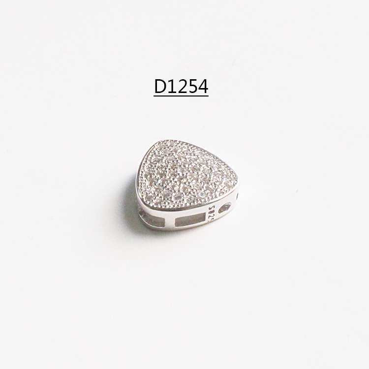 Mặt dây chuyền đục lỗ đa năng S925 sterling bạc mạ vàng trắng DIY phụ kiện micro-dát zircon mặt dây chuyền và chân chuỗi vòng cổ - Vòng chân lắc chân nữ titan