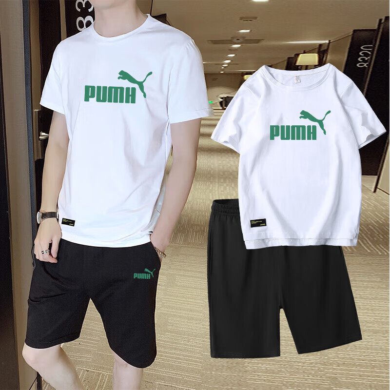 Sports Suit for Men, Summer Pure Cotton Thin Short-Sleeved T-Shirt and Shorts, Casual, Breathable and Handsome, a Set of Matching Clothes