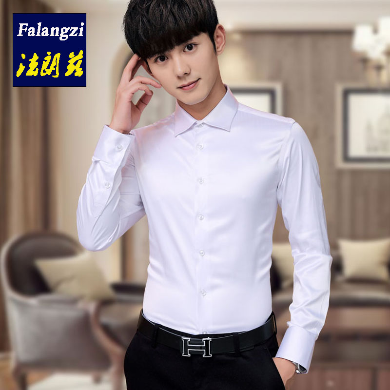 White shirt male sleeve Han edition ironing anti-wrinkle men shirt Young Business leisure professional inch suit