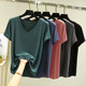 ເສື້ອຍືດແຂນສັ້ນບາງໆຄໍ V-neck ຂອງແມ່ຍິງໂຮງງານຜະລິດຂາຍໂດຍກົງ