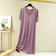 Modal V-neck dress women's summer large size loose thin short-sleeved home nightgown A-line skirt large hem skirt long skirt