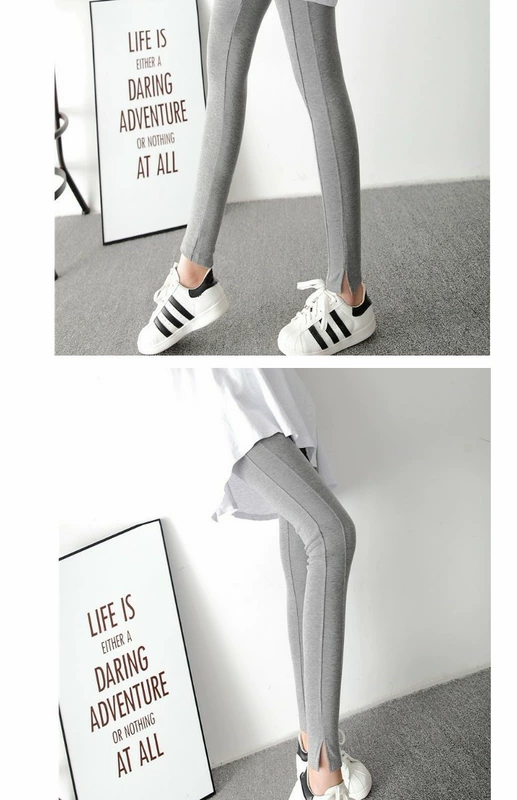 Phiên bản Hàn Quốc của quần legging cotton xuân hè 2019 co giãn Quần skinny bút chì mỏng mặc quần nĩa chia đôi chân - Khởi động cắt