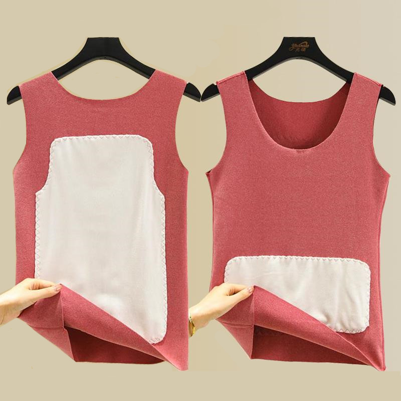 Duvet Vest Woman Autumn Winter No-Scratched Warm Harnesses Inner lap Thickened Double Flannel Self Heating Pure Cotton Undershirt-Taobao