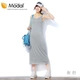 Phiên bản Hàn Quốc mùa hè chạm đáy váy dài nhỏ váy đen đình chỉ váy modal váy vest đen sọc trắng không tay - Sản phẩm HOT