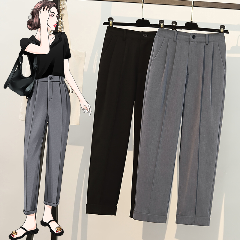 High end large size women's dress 2022 summer new fat mm foreign suit casual broadleg straight cylinder pants with thin smoke tube pants