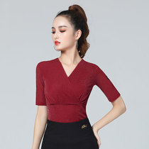 Dampolo Morden Dance Dancing 2020 New Latin Dancing Gongfu Womens adult three-step blouse V collar display slim