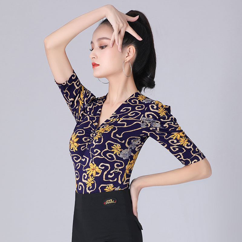 Dampolo Spring and Summer New Female Latin Dance Training Costume Square Dance Clothes Social Dance Dance