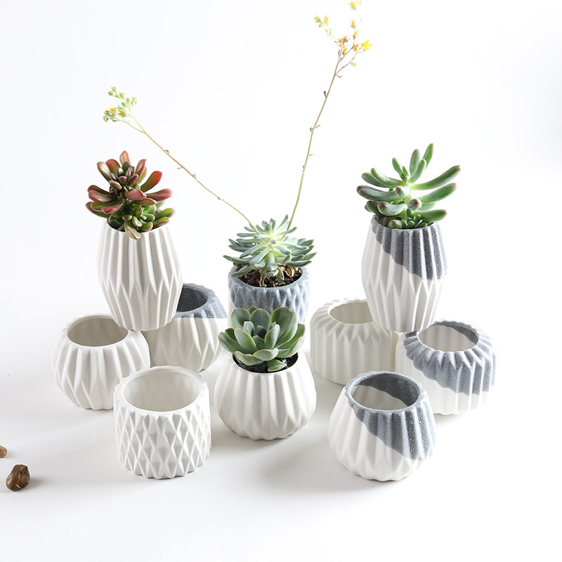 Nordic ins succulent flower pot white small flower pot simple modern home interior personality ceramic creative Korean style