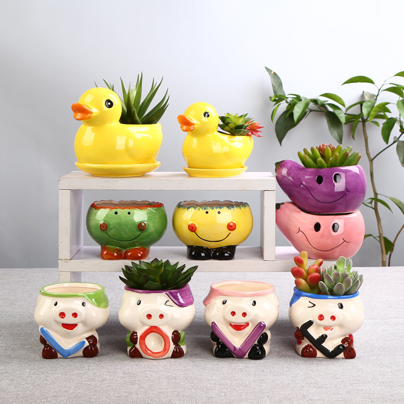 Love pot animal meat plant pot Korean personality elliptical chamber flower pot creative minimal fashion special price
