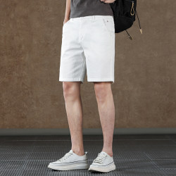 2025 Summer White Shorts Men's Fashion Pure Cotton Five-Point Shorts Men's Birthday Style Casual Mid-Length Shorts for Outdoor Wear