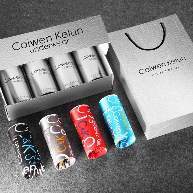 4 men's four-corner panties pure cotton personality youth sports Korean version of breathable four-corner pants head slits trend