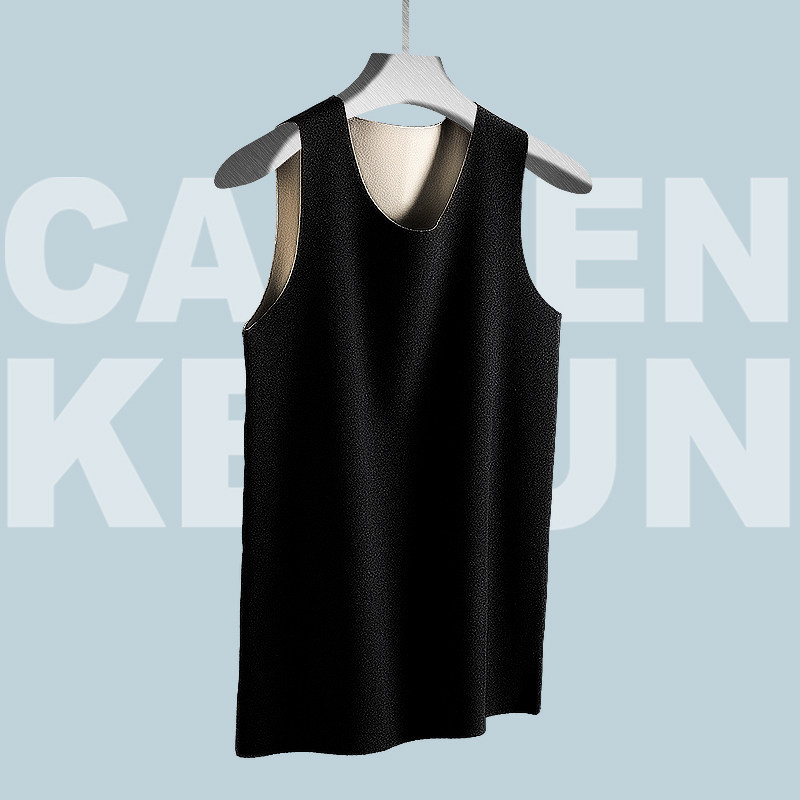 Men's warm vest autumn winter new delsuede sleeveless blouses with velvety and rounded collar without marks and undershirt