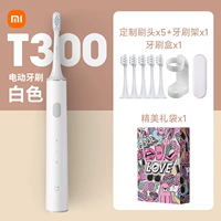 【T300】Белый + 5 индивидуальных насадок + коробка для зубных щеток + держатель для зубных щеток + подарочный пакет