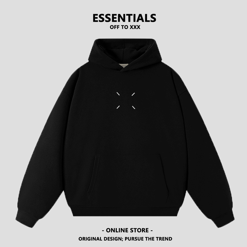 Essentials Simple Four-Corner Hoodie Similar to Jackson Wang's Style, Trendy Versatile Hooded Sweatshirt Jacket Fog Fashion