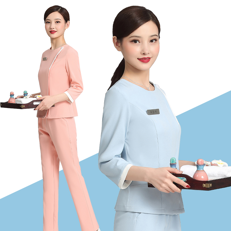Foot bath technician overalls long-sleeved suit health pedicure club overalls beauty salon beautician clothing customization