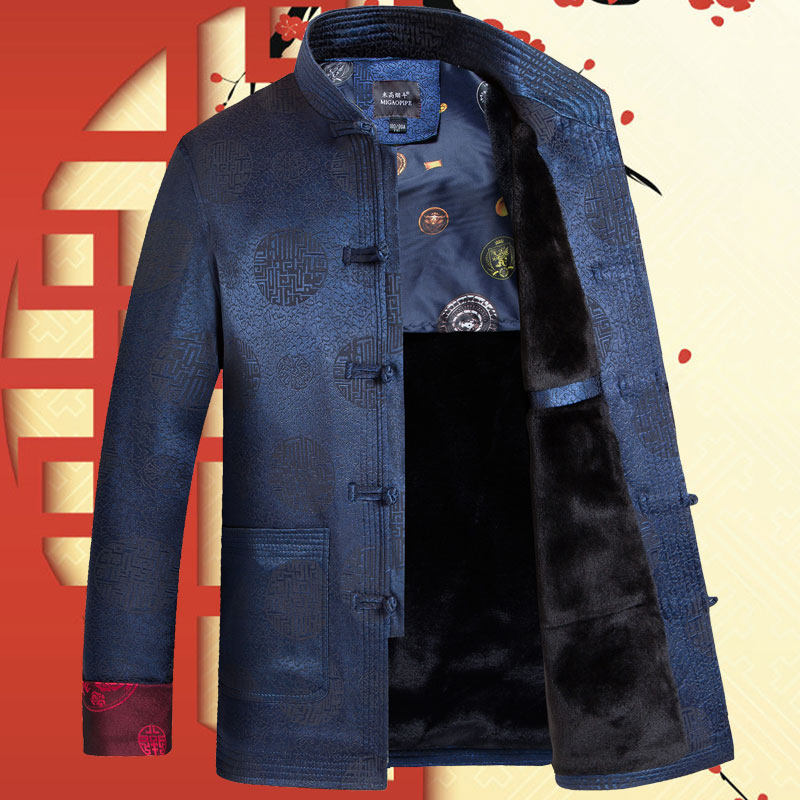 Old man Tang Men Cotton Cotton Set in Old Grandfather Winter Harding Cotton Wedding Banquet Life New Year Clothes